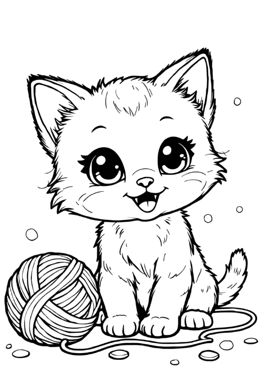 Playful Cat with Yarn