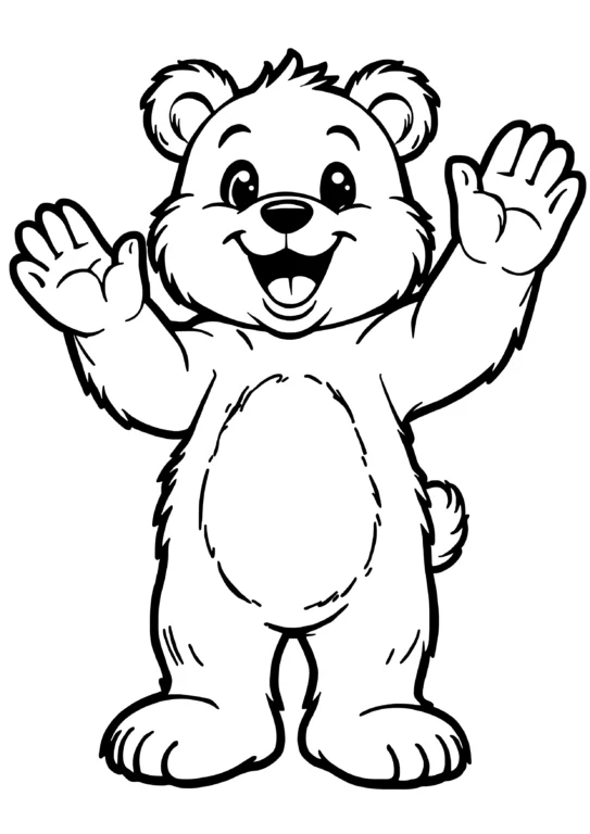 Waving Cartoon Bear