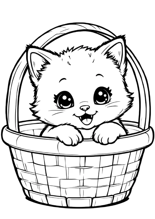 Kitten Peeking Basket