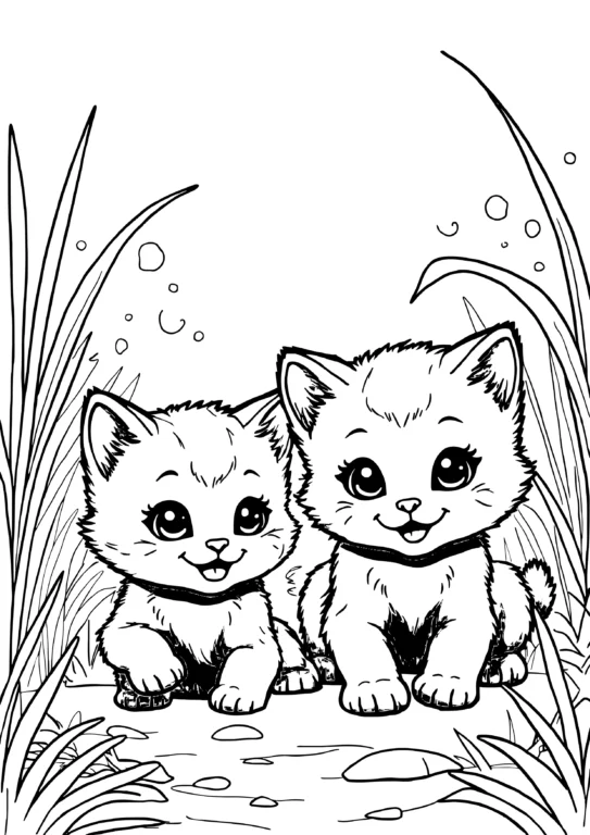 Playful Kittens in Grass