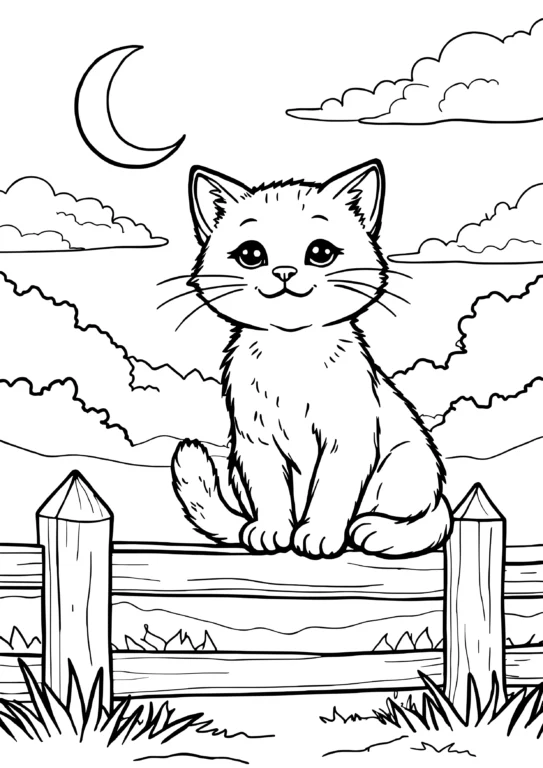 Moonlit Fence Cat