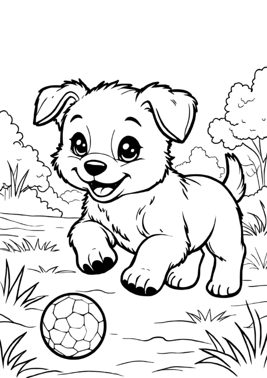 Playful Puppy with Ball