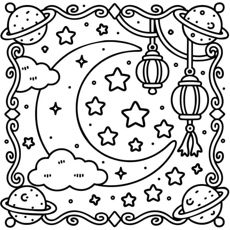 Lanterns and Crescent Moon