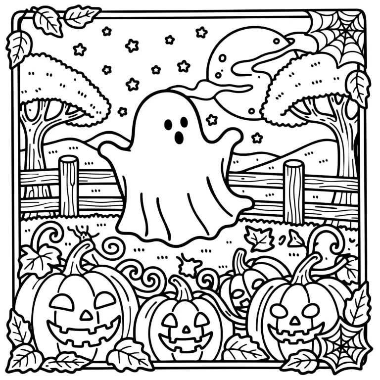 Ghost Over Harvest Pumpkins