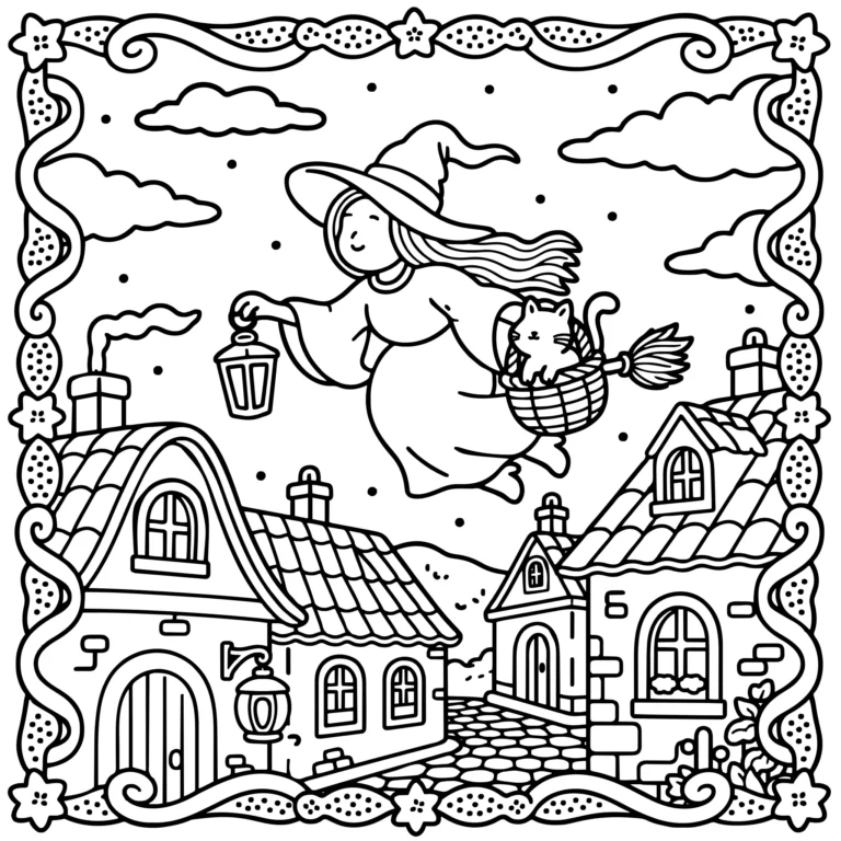 Witch Flight Over Village