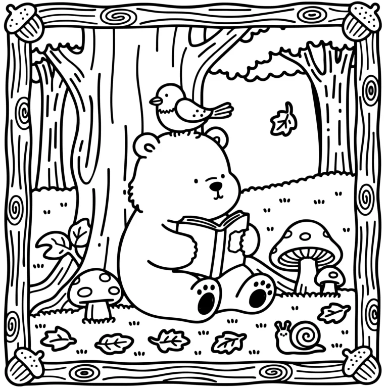 Reading Bear in Forest