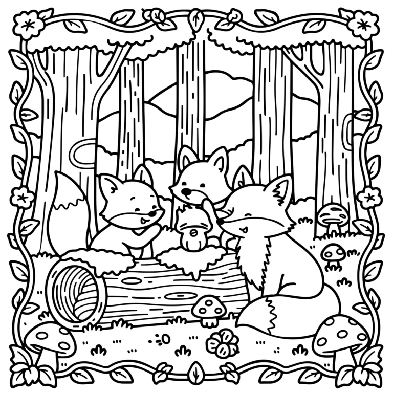 Fox Cubs in Hollow Log