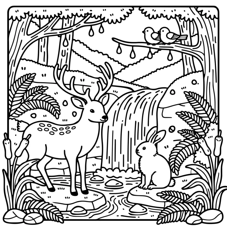 Forest Waterfall Companions