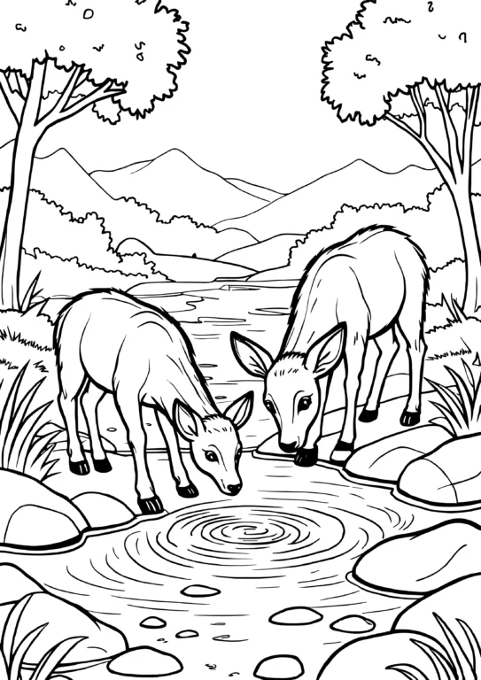 Deer by Forest Stream