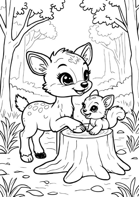 Deer and Squirrel Playtime