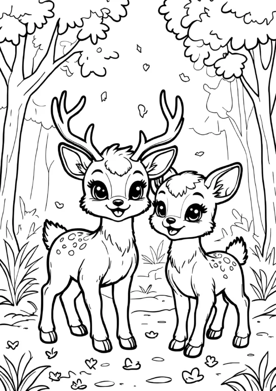 Autumn Deer Pair
