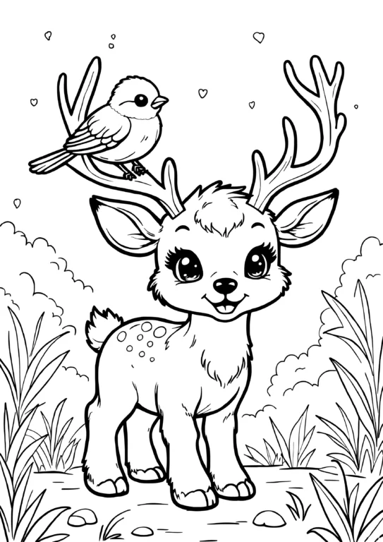 Deer and Bird Friends