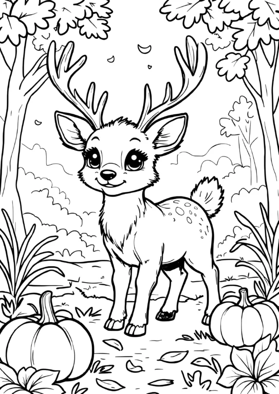 Autumn Deer Scene