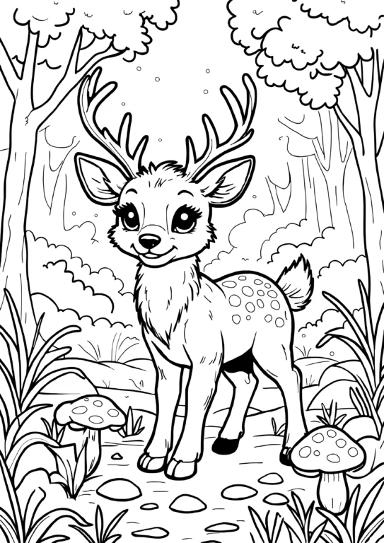 Deer Among Mushrooms