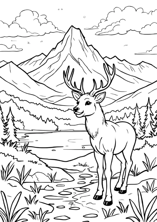 Deer and Mountain View