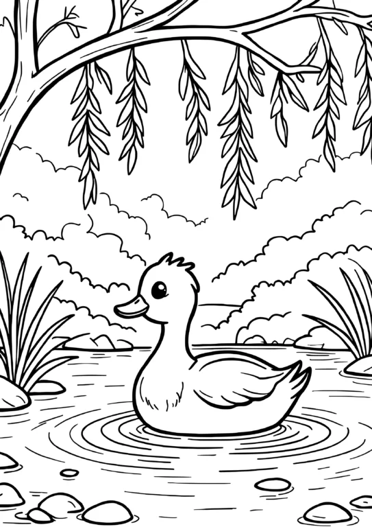 Duck Under Willow Tree