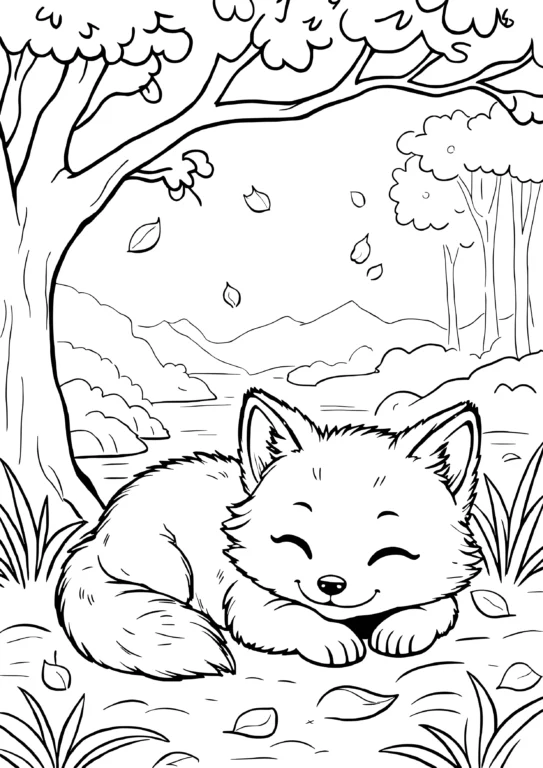 Sleeping Fox Under Tree
