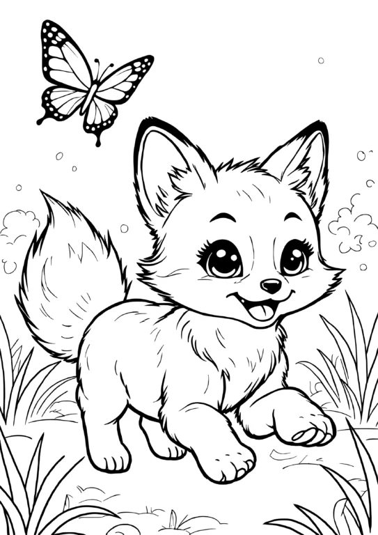 Playful Fox and Butterfly