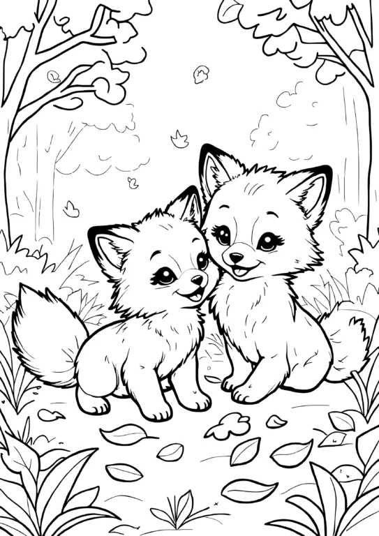 Playful Autumn Foxes