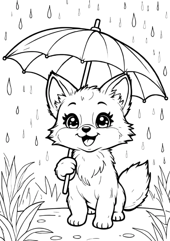 Rainy Umbrella Fox