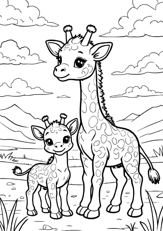 Giraffe Family in Savanna