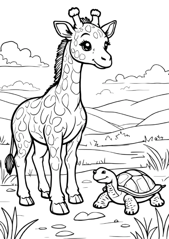 Giraffe and Turtle Friends