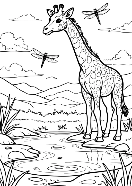 Curious Pond Giraffe