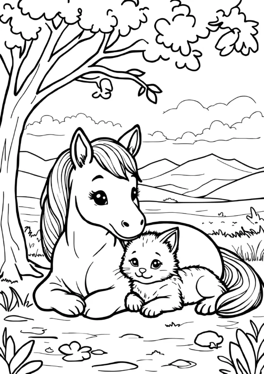 Horse and Cat Companions