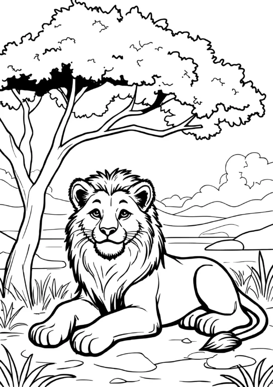 Resting Savanna Lion