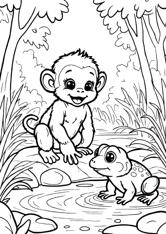 Monkey and Frog Friends