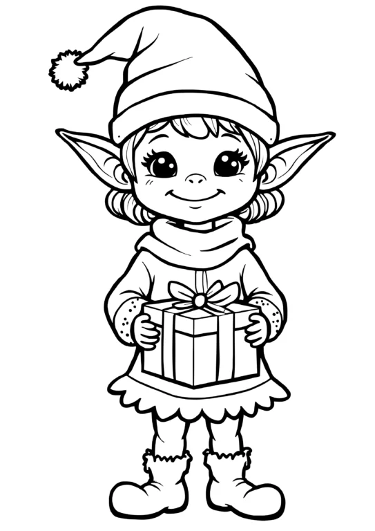 Christmas Elf with Gift