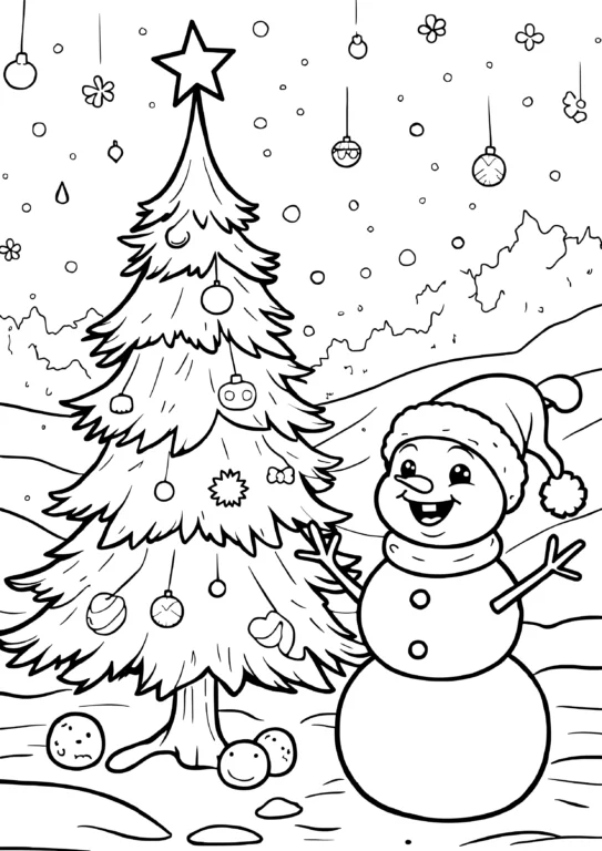Snowman and Christmas Tree