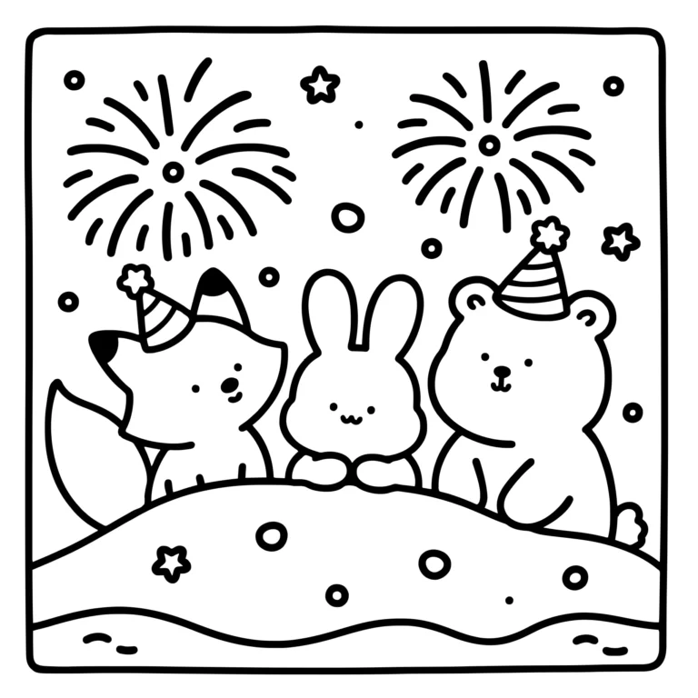 New Year Animals Watching Fireworks