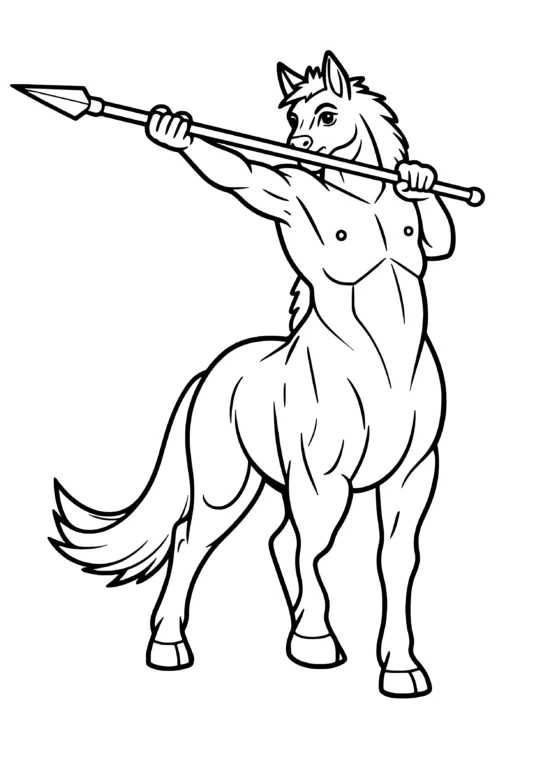 Spear Warrior Centaur Coloring Page