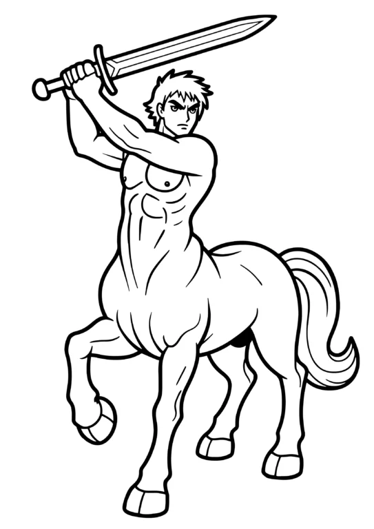 Sword Fighter Centaur Coloring Page