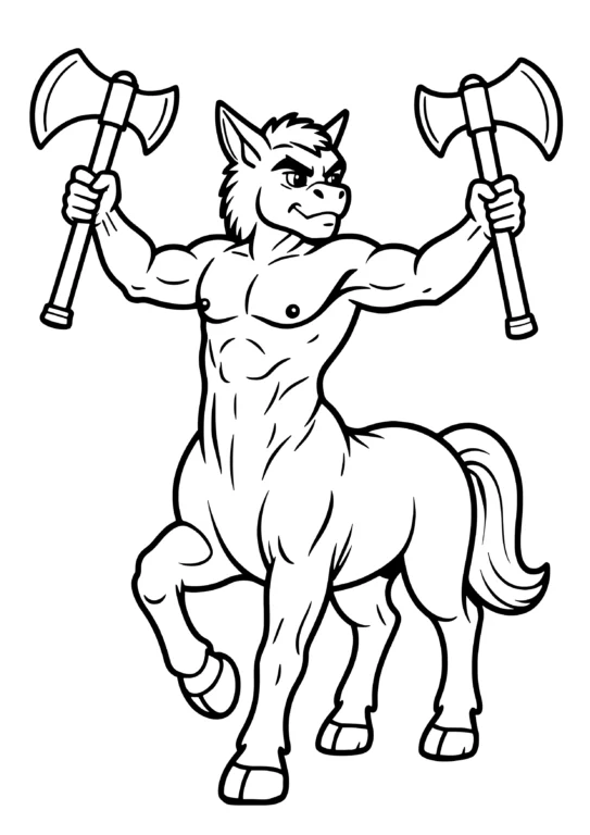 Double Axe Centaur Coloring Page