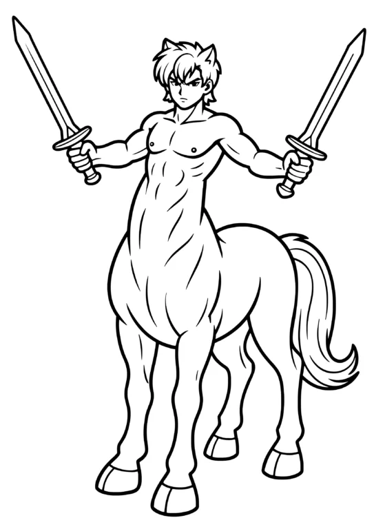 Dual Sword Centaur Coloring Page