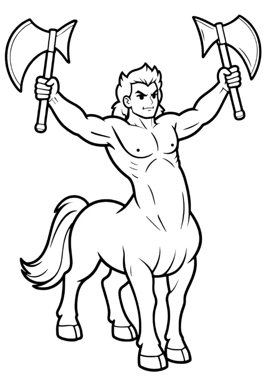 Double Axe Centaur Coloring Page