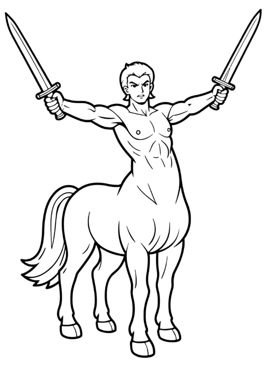 Dual Sword Centaur Coloring Page
