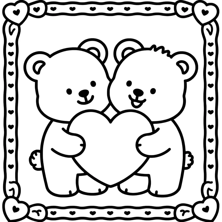 Bordered Valentine Teddy Bears