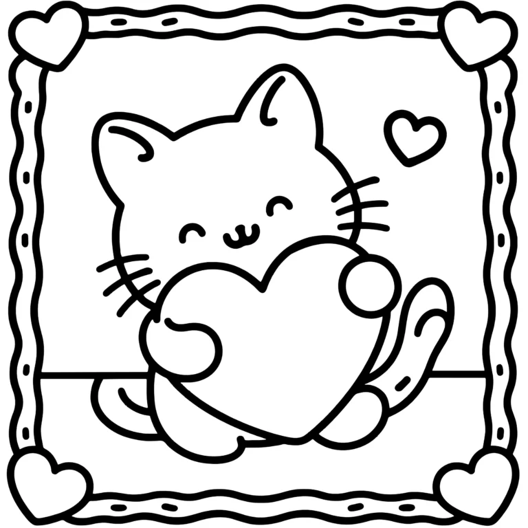 Bordered Valentine Cat