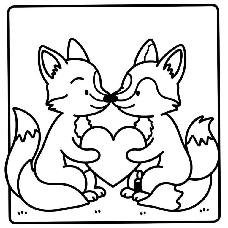 Bordered Valentine Foxes