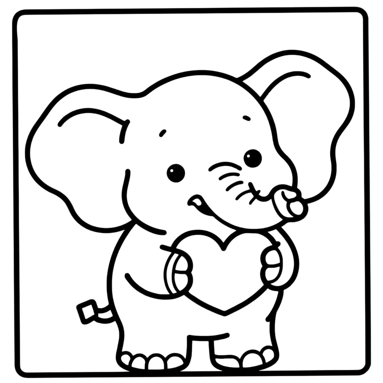 Bordered Valentine Elephant