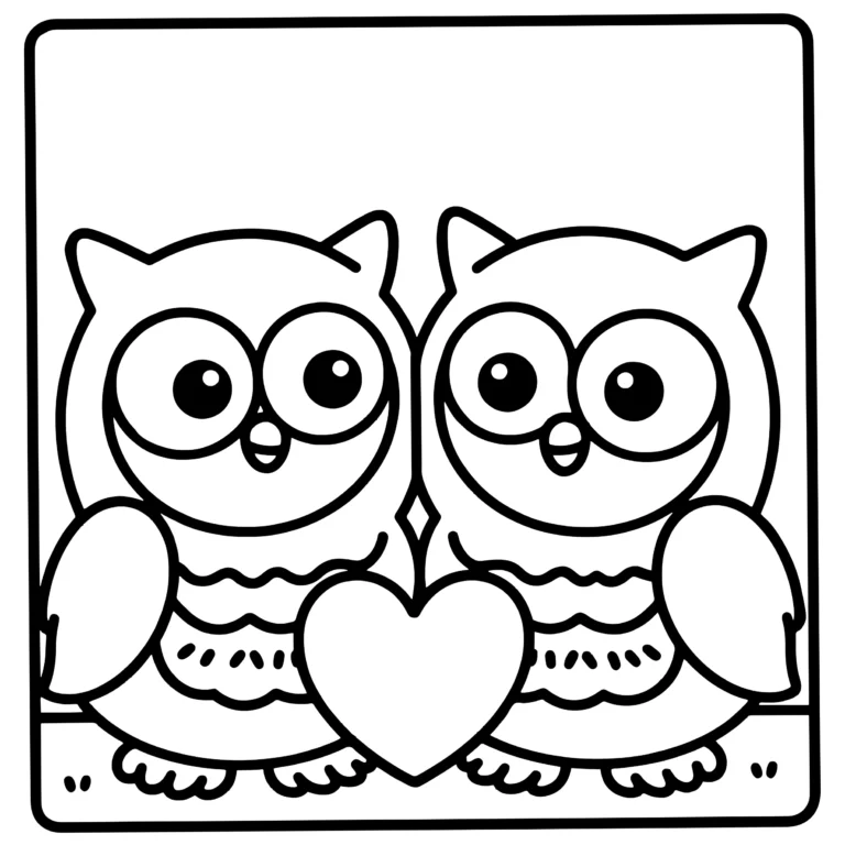 Bordered Valentine Owls