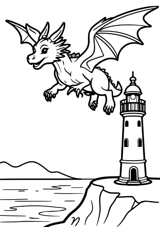 Fantasy Dragon Coloring Page