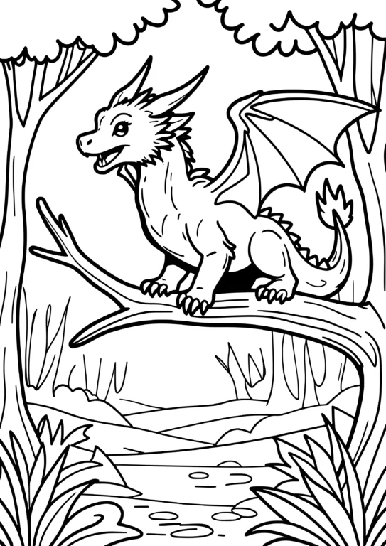 Fantasy Dragon Coloring Page