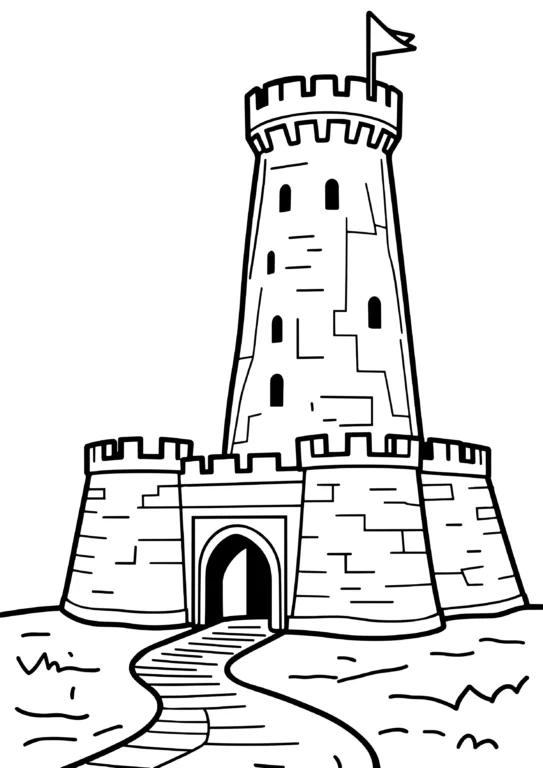Fantasy Fortress Coloring Page