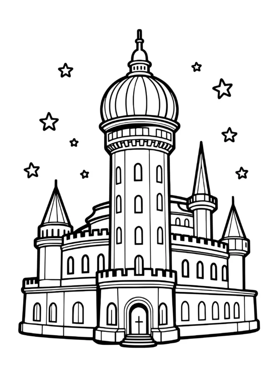 Fantasy Fortress Coloring Page