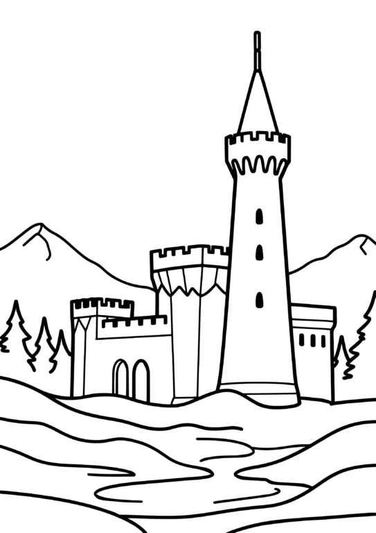 Fantasy Fortress Coloring Page