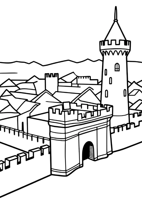 Fantasy Fortress Coloring Page